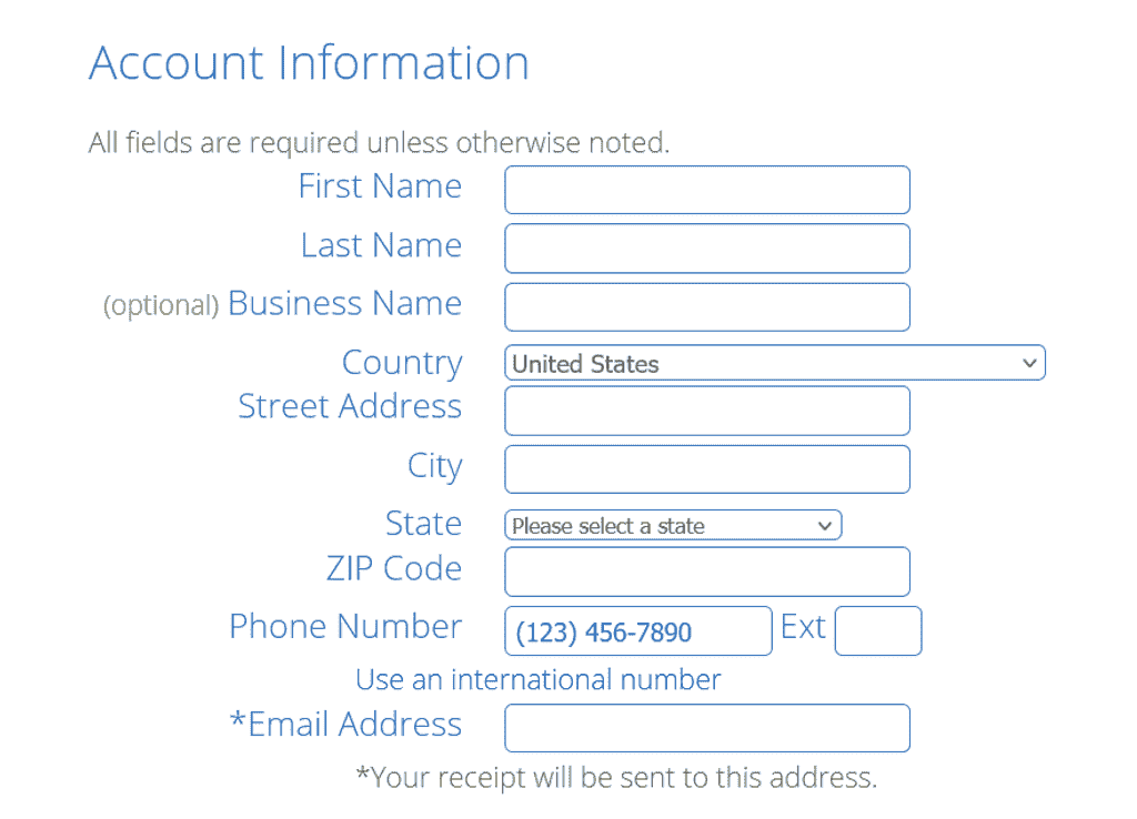 Bluehost Account Information Details