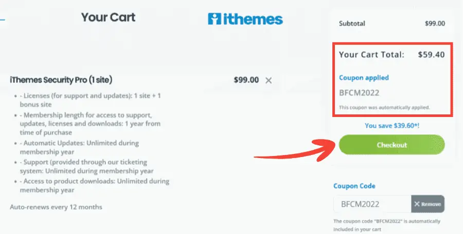 iThemes Security Pro Black Friday Checkout Page