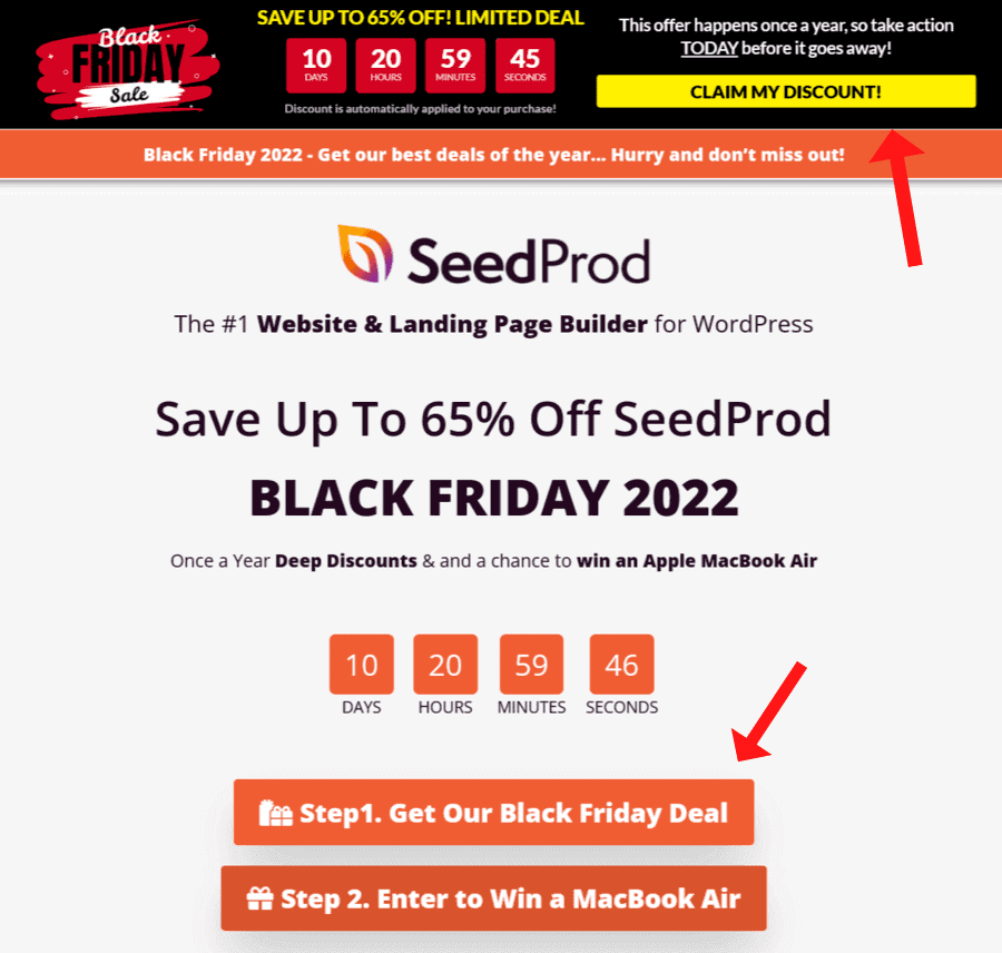 SeedProd Black Friday Deal Page