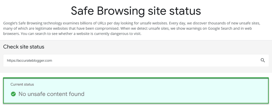 Google Safe Browsing Site Status