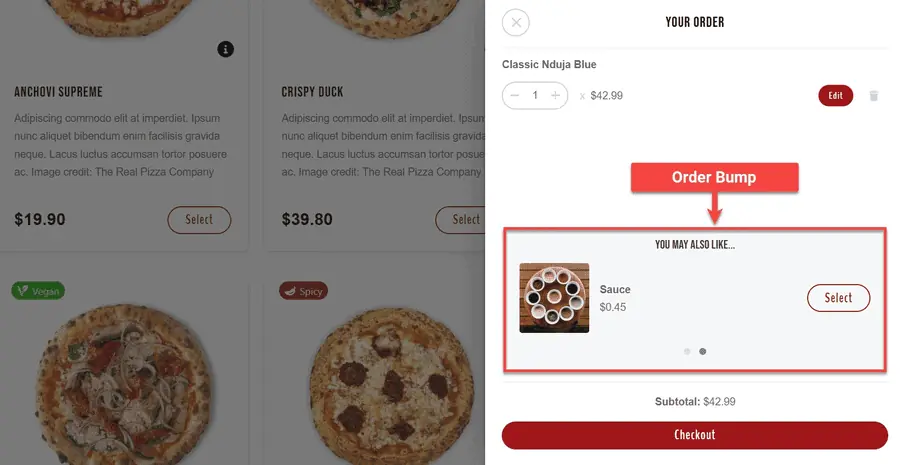 Order Bumps Using Orderable WooCommerce Restaurant Plugin